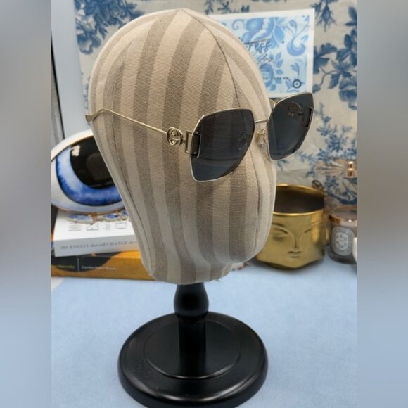 🆕 GUCCI 🧿 NWOT GG1207SA 002 Gold Rimmed Square Sunglasses, Grey Lens - Picture 4 of 16